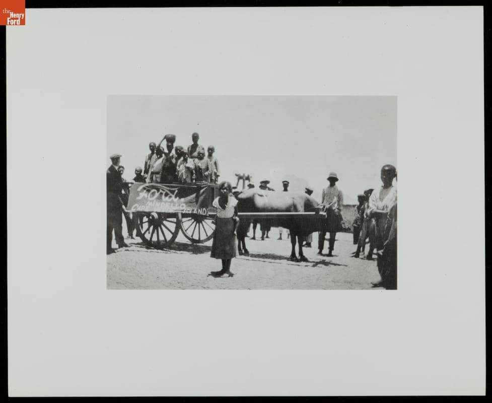 Ox Cart with Advertisement for Ford Motor Company Dealer in Mindelo, Cape Verde Islands, circa 1920