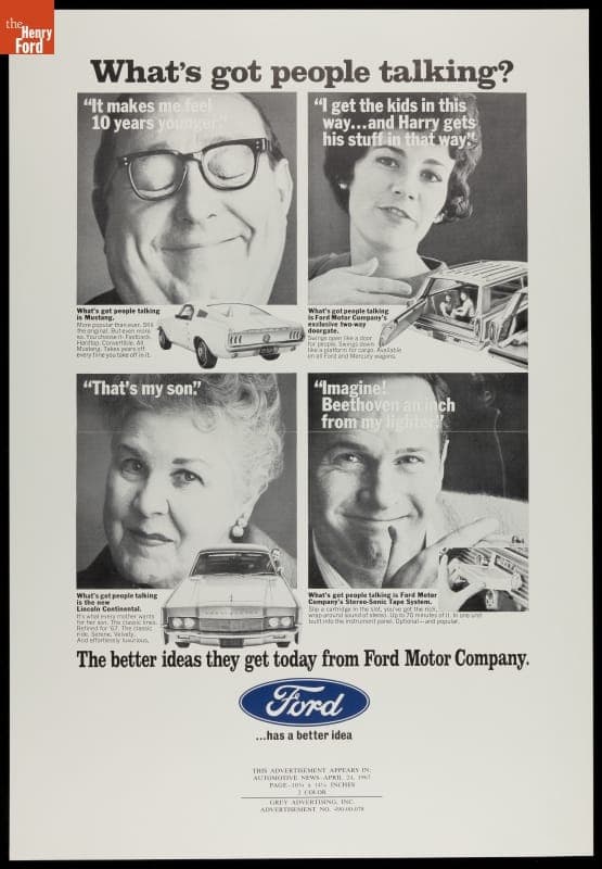 "What's Got People Talking?" Ford Motor Company Advertising Proof, 1967