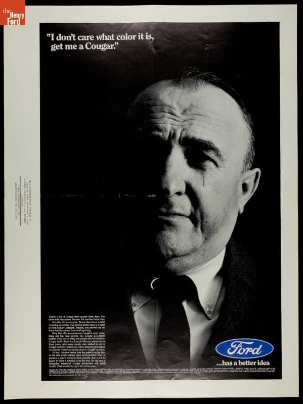 1967 Mercury Cougar Advertisement, "I Don't Care What Color it is, Get Me a Cougar," 1967