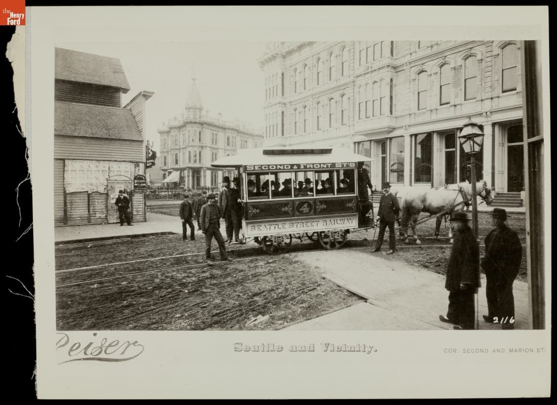 Horse-Drawn Streetcar, "Seattle and Vicinity," Seattle, Washington, circa 1890