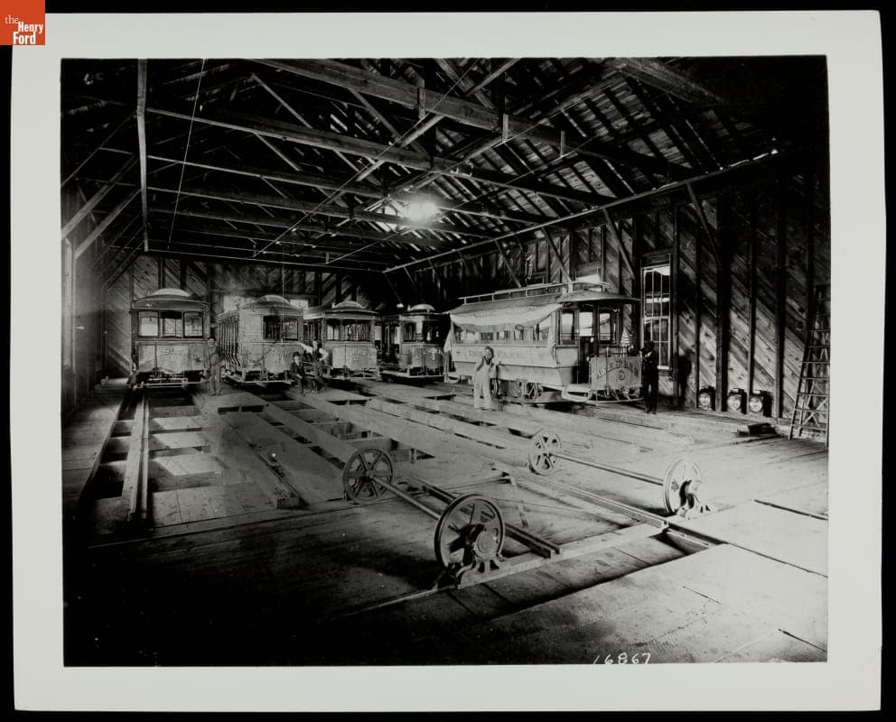 Interior of Streetcar Garage, Atlanta & Edgewood Street Railway, circa 1890