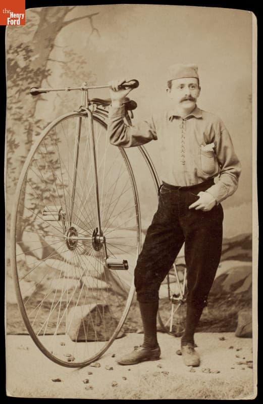 Man with a Columbia High-Wheel Bicycle, 1883
