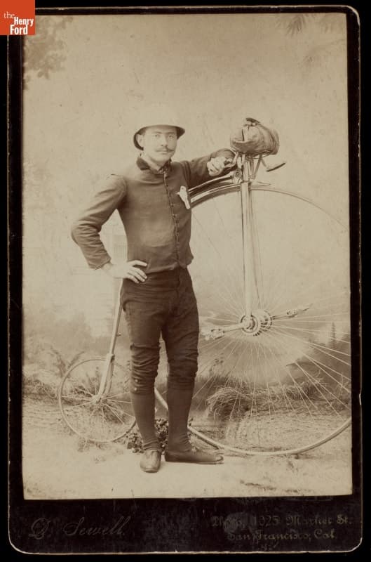 George W. Nellis Jr. with a High-Wheel Bicycle, 1887