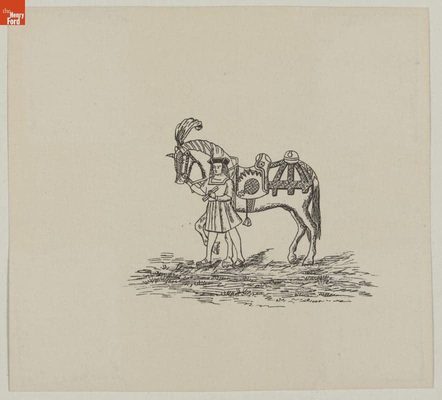 Wood Engraving Depicting Equipment of an English Saddle Horse, circa 1575