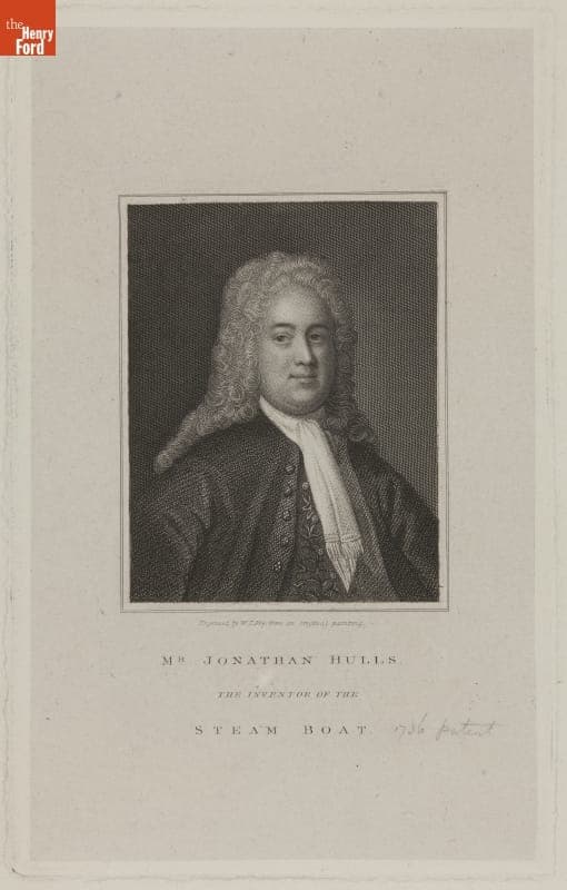 Engraving, Portrait of Jonathan Hulls, circa 1825