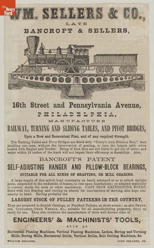 Broadside, Advertisement for WM. Sellers & Co., 1855-1860