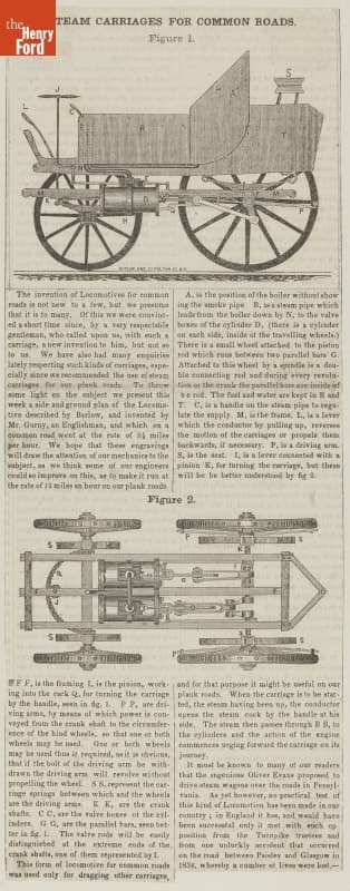Wood Engraving, Steam Carriages for Common Roads, circa 1848