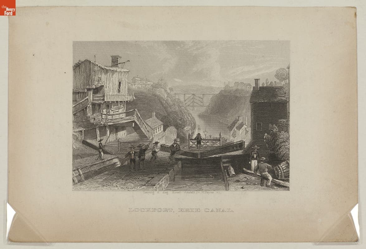 Steel Engraving, "Lockport, Erie Canal," circa 1850