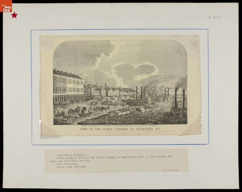 Wood Engraving, "View of the Public Landing at Louisville, Kentucky," 1850-1855