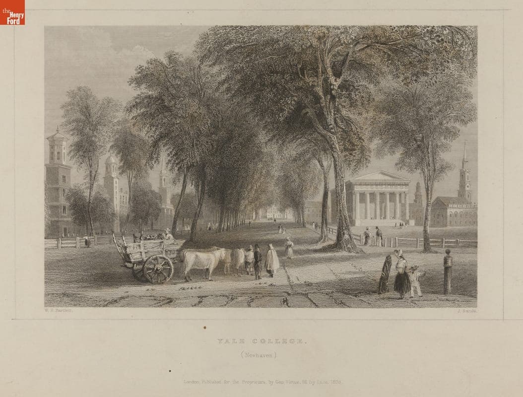 Engraving, "Yale College, New Haven," 1838