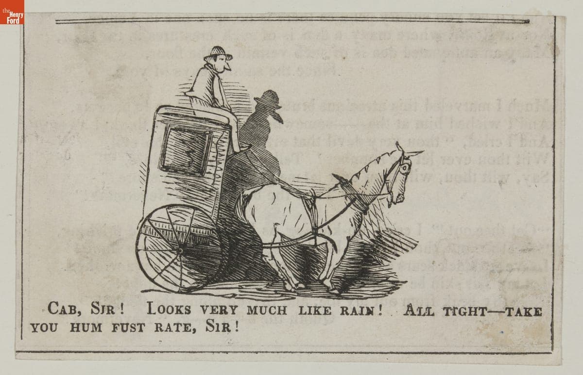 Cartoon of a Cabbie Soliciting Trade, 1846