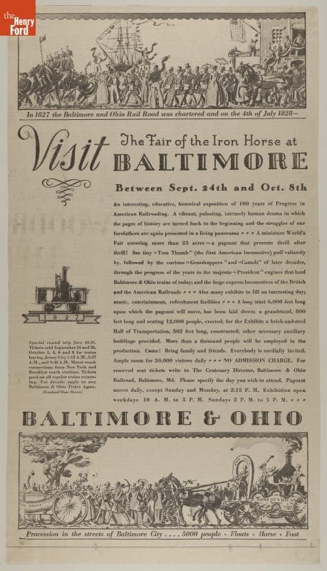 Poster, "Visit the Fair of the Iron Horse at Baltimore," 1927