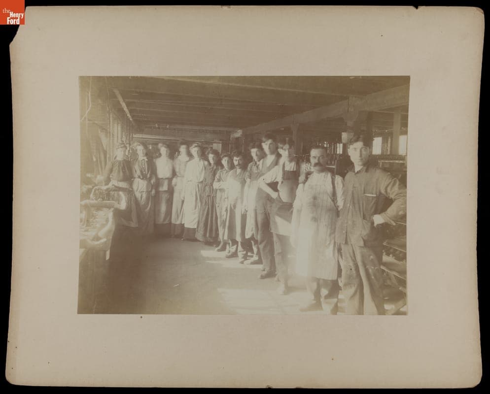 Men and Women Workers in Shoe Factory, Boston, Massachusetts, circa 1903
