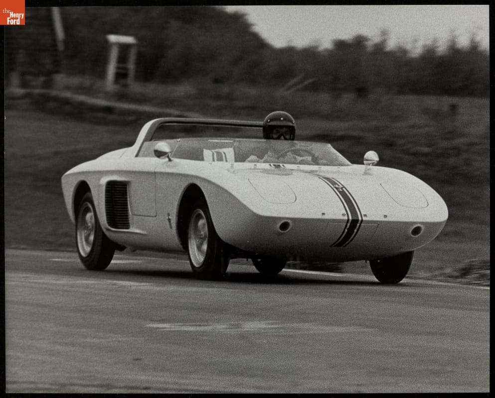 Dan Gurney Driving Ford Mustang I Experimental Sports Car, Watkins Glen, New York, 1962