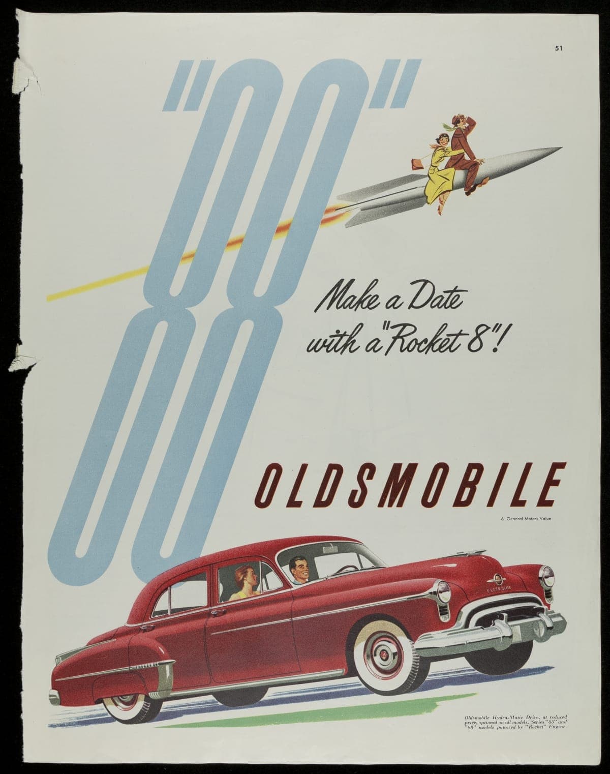 1950 Oldsmobile 88 Advertisement, "Make a Date with a Rocket 8!"
