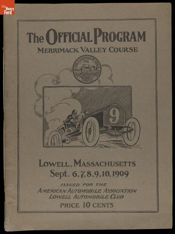 Racing Program, "Merrimack Valley Course," Lowell, Massachusetts, 1909