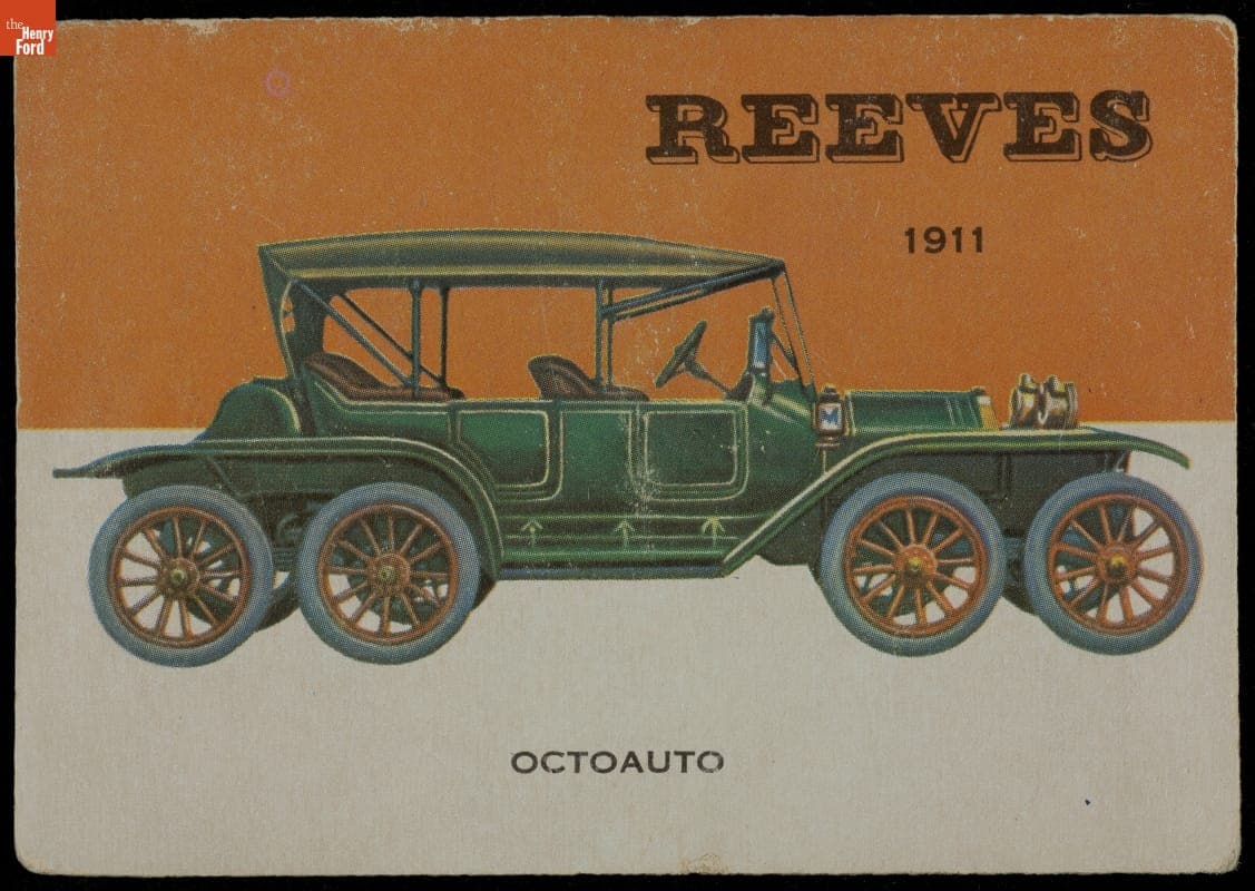 Topps "World on Wheels" Series, 1911 Reeves Octoauto, circa 1954