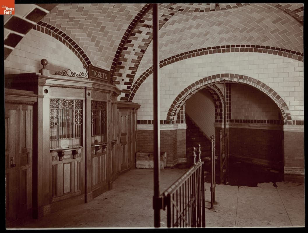 Ticket Office inside City Hall Subway Station, New York City, circa 1910