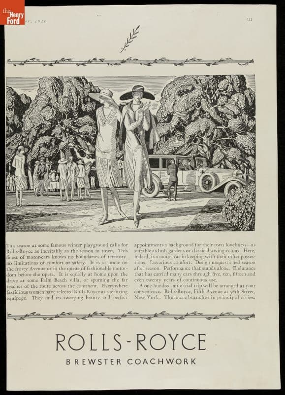 "Brewster Coachwork" Rolls-Royce Advertisement, 1926