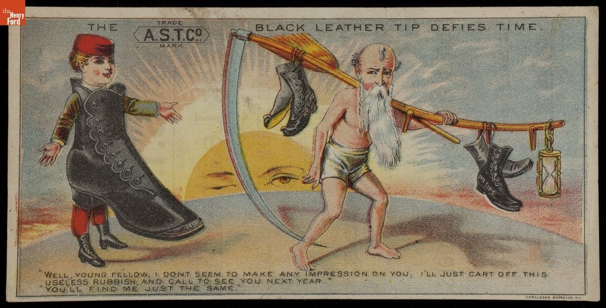 Trade Card for Children's Leather Shoe Tips, American Shoe Tip Co., circa 1875