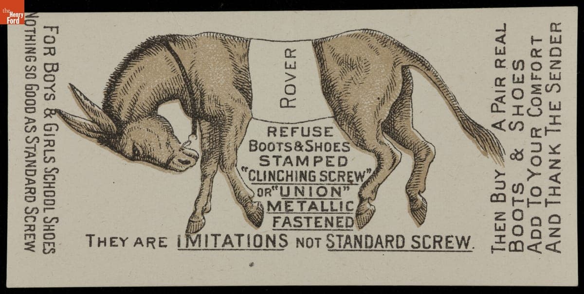 Trade Card for American Co-Operative Boot & Shoe Co., circa 1886