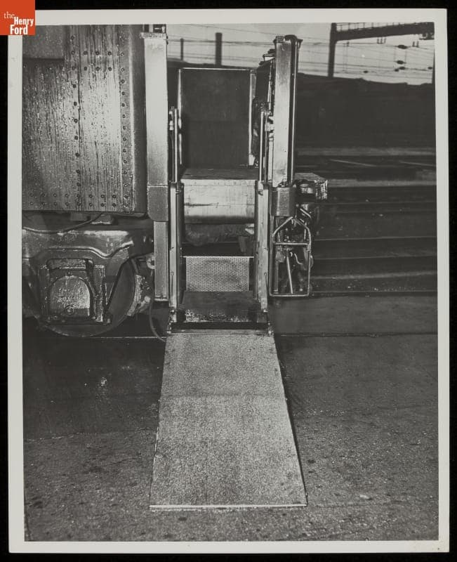 Wheelchair Lift, Lowered, on the Presidential Rail Car, "Ferdinand Magellan," circa 1943