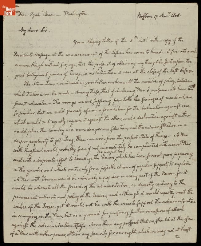 Letter from John Quincy Adams to Ezekiel Bacon, 1808