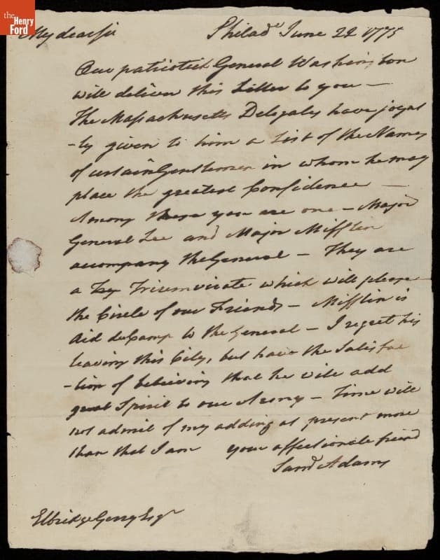 Letter from Samuel Adams to Elbridge Gerry, 1775