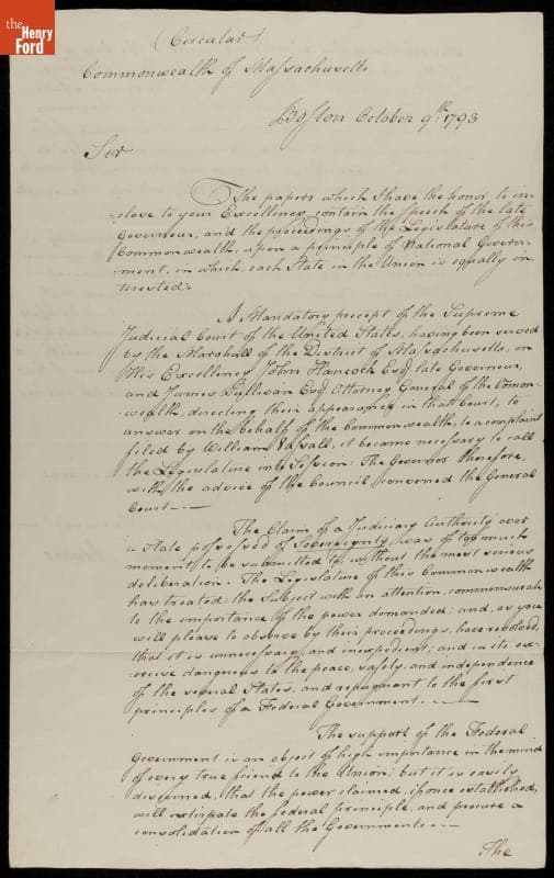 Letter from Samuel Adams to Richard Howell, 1793