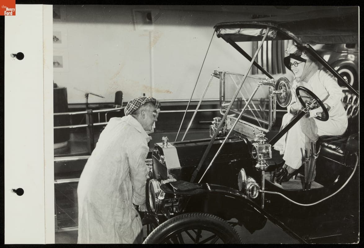 Man Cranking the First Ford Model T, Ford Building, California Pacific International Exposition, San Diego, 1935