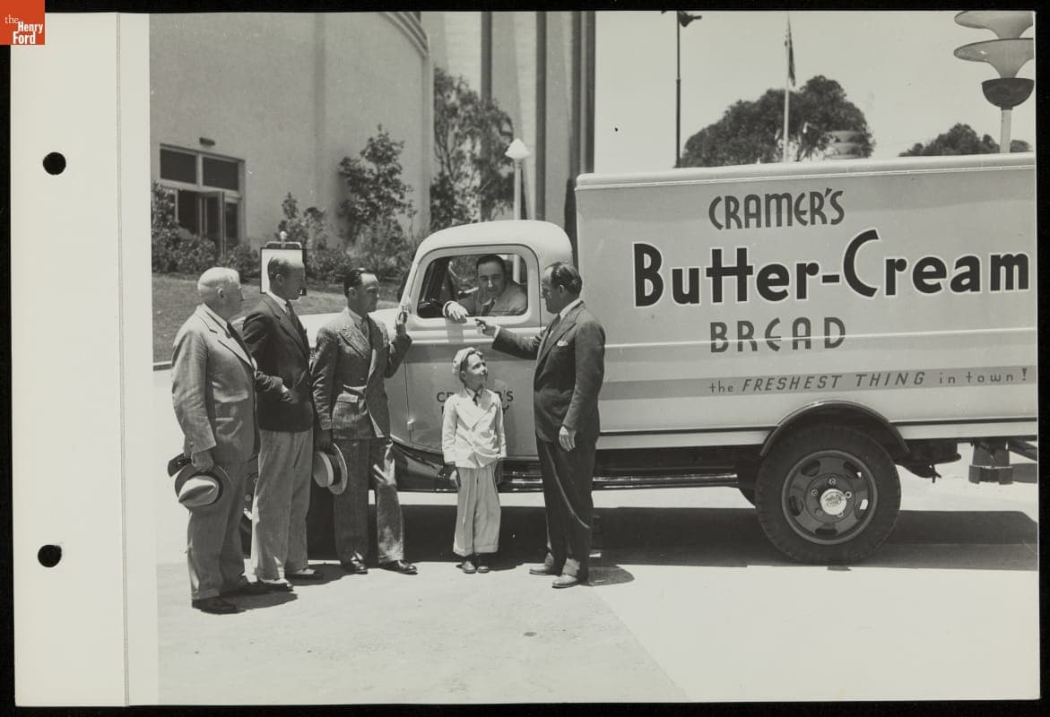 Cramer's Bakery Bread Truck outside the Ford Building, California Pacific International Exposition, San Diego, 1935