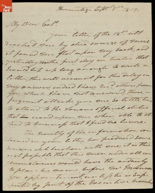 Letter from Andrew Jackson to George Gibson, 1819
