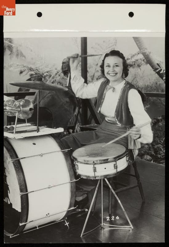 Drummer for Jose Manzanares and his South American Orchestra, California Pacific International Exposition, San Diego, 1935
