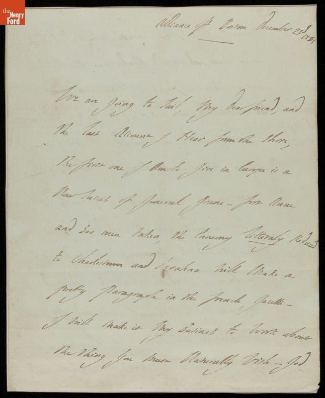 Letter from Gilbert du Motier Lafayette to George Washington, 1781