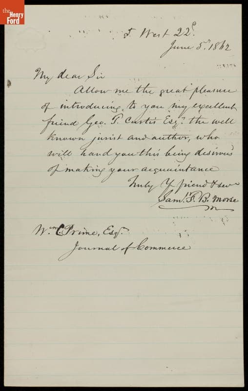 Letter from Samuel Finley Breese Morse to William Cowper Prime, 1862