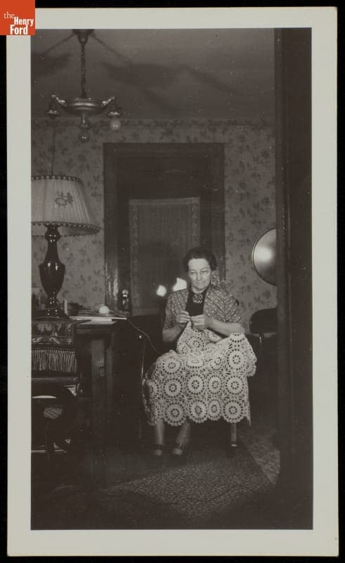 Ida Searl Crocheting, circa 1935