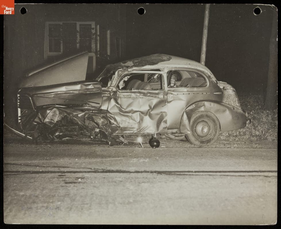 Damaged Car Following a Traffic Accident in Chicago, Illinois, 1930-1945