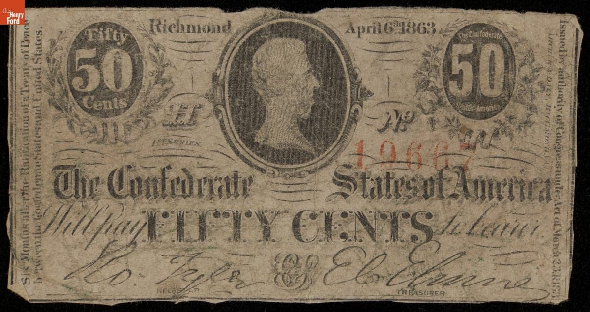 Confederate Currency, Confederate States of America, Fifty Cents, 1863