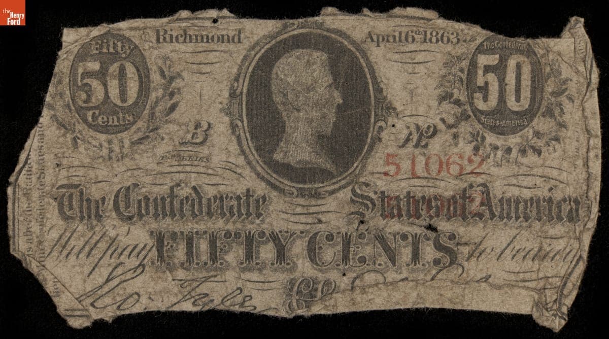 Confederate Currency, Confederate States of America, Fifty Cents, 1863
