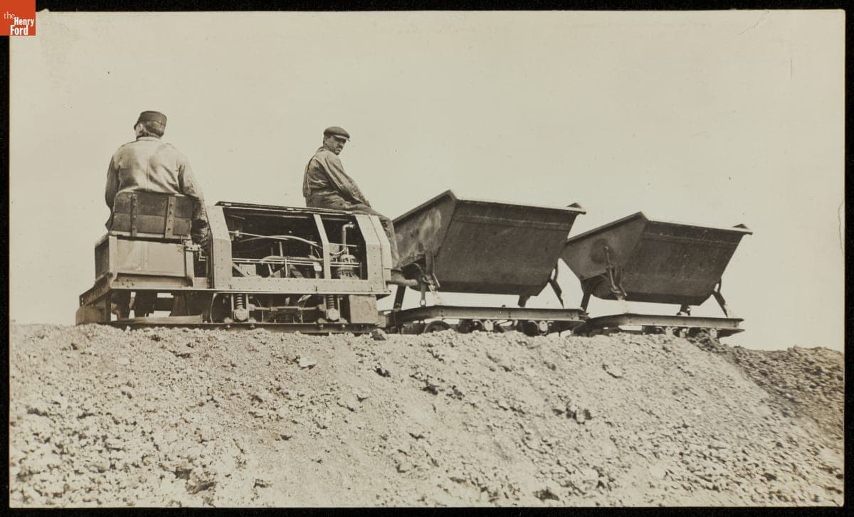Electric Locomotive Pulling Ore Cars, 1911