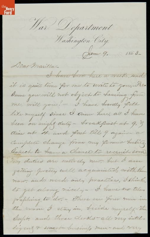 Letter from Albert B. Chandler to Marilla Stedman, 1863