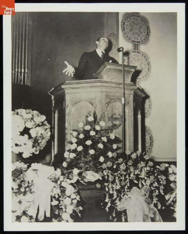 Reverend Harry Van Buren Richardson Delivering Funeral Address for George Washington Carver, 1943
