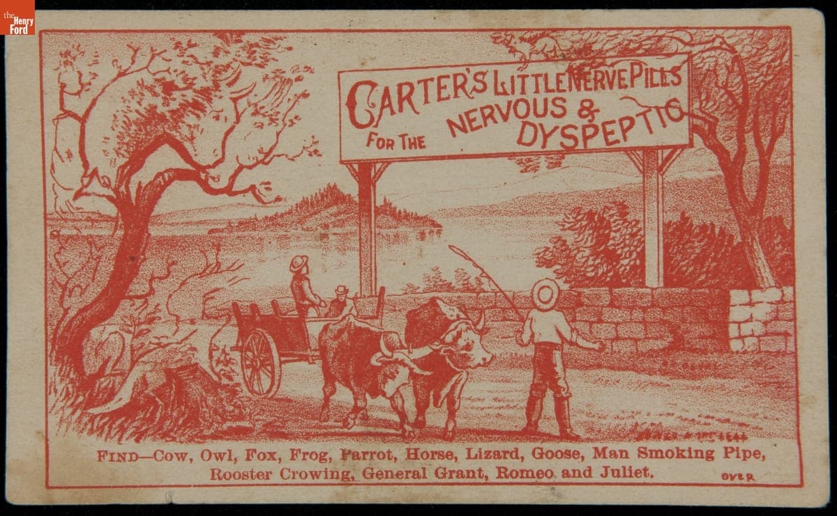 Trade Card for Carter's Little Nerve Pills, Carter Medicine Co., 1880-1898
