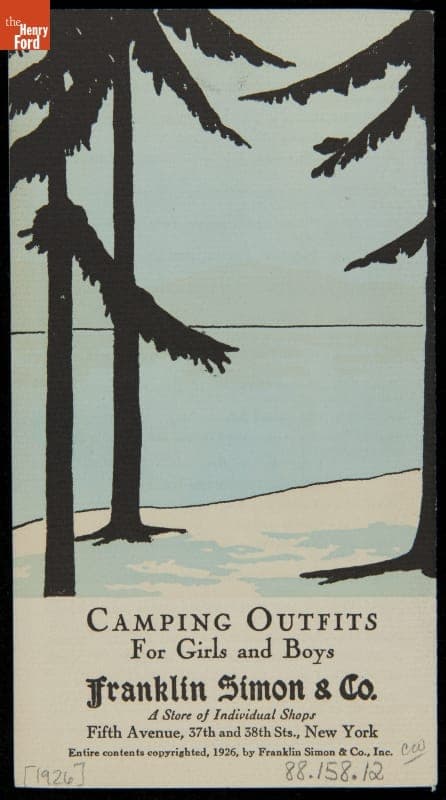 Catalog, "Camping Outfits for Girls and Boys," Franklin Simon & Company, 1926
