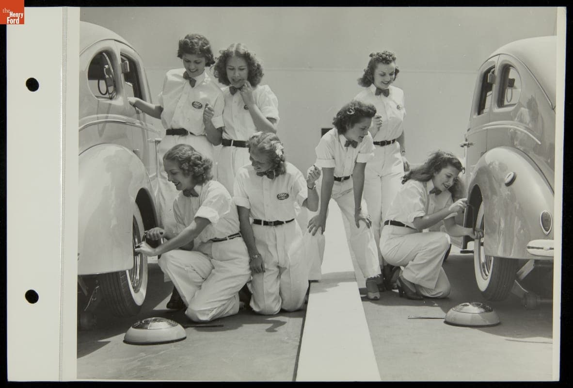 Florida Girls with Ford Automobiles at Ford Exposition, New York World's Fair, 1939