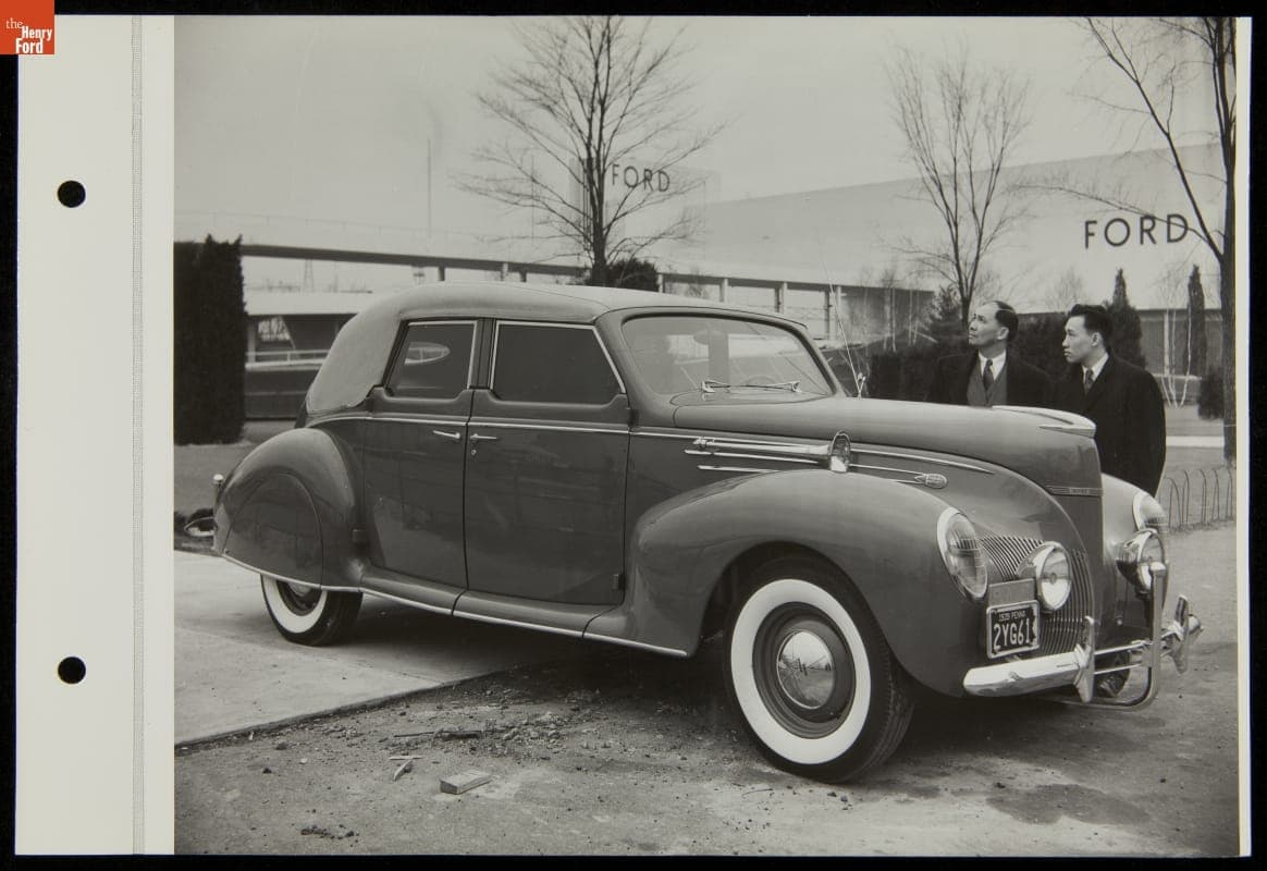 Men with Lincoln Zephyr Automobile, Ford Exposition, New York World's Fair, 1940