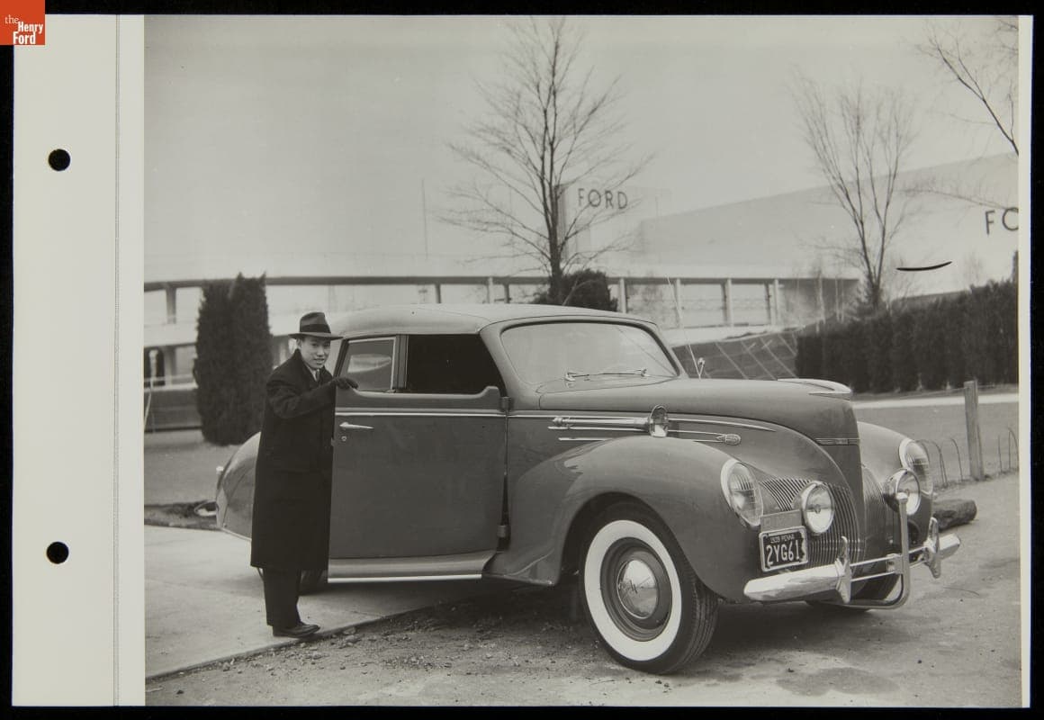 Men with Lincoln Zephyr Automobile, Ford Exposition, New York World's Fair, 1940