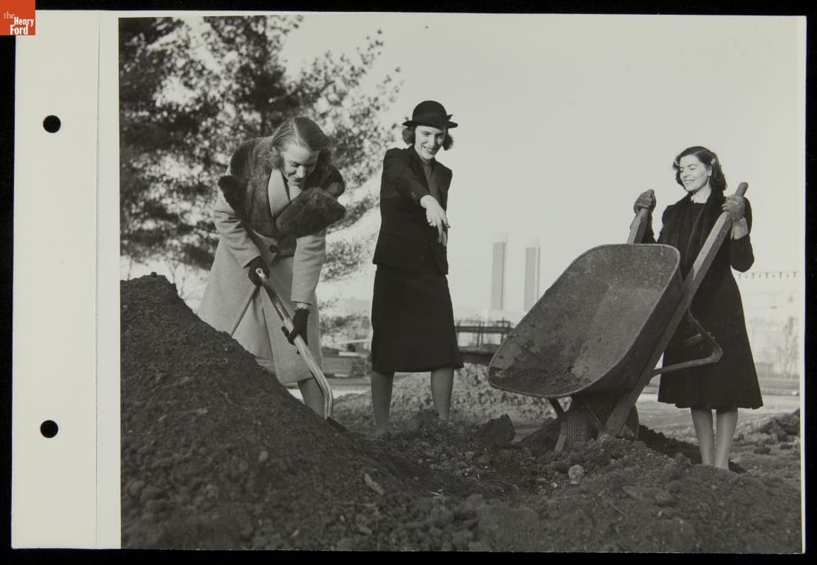 Women Digging in Dirt Pile, Ford Exposition, New York World's Fair, 1939