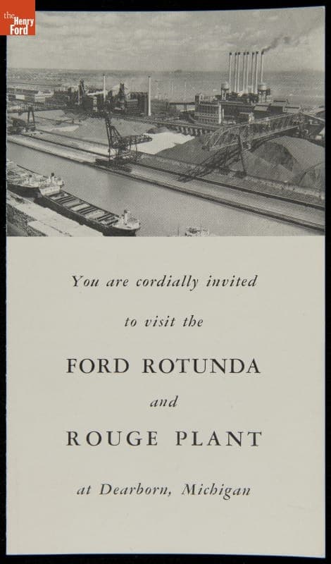 Souvenir Brochure, "You are Cordially Invited to Visit the Ford Rotunda and Rouge Plant," Dearborn, Michigan, 1938
