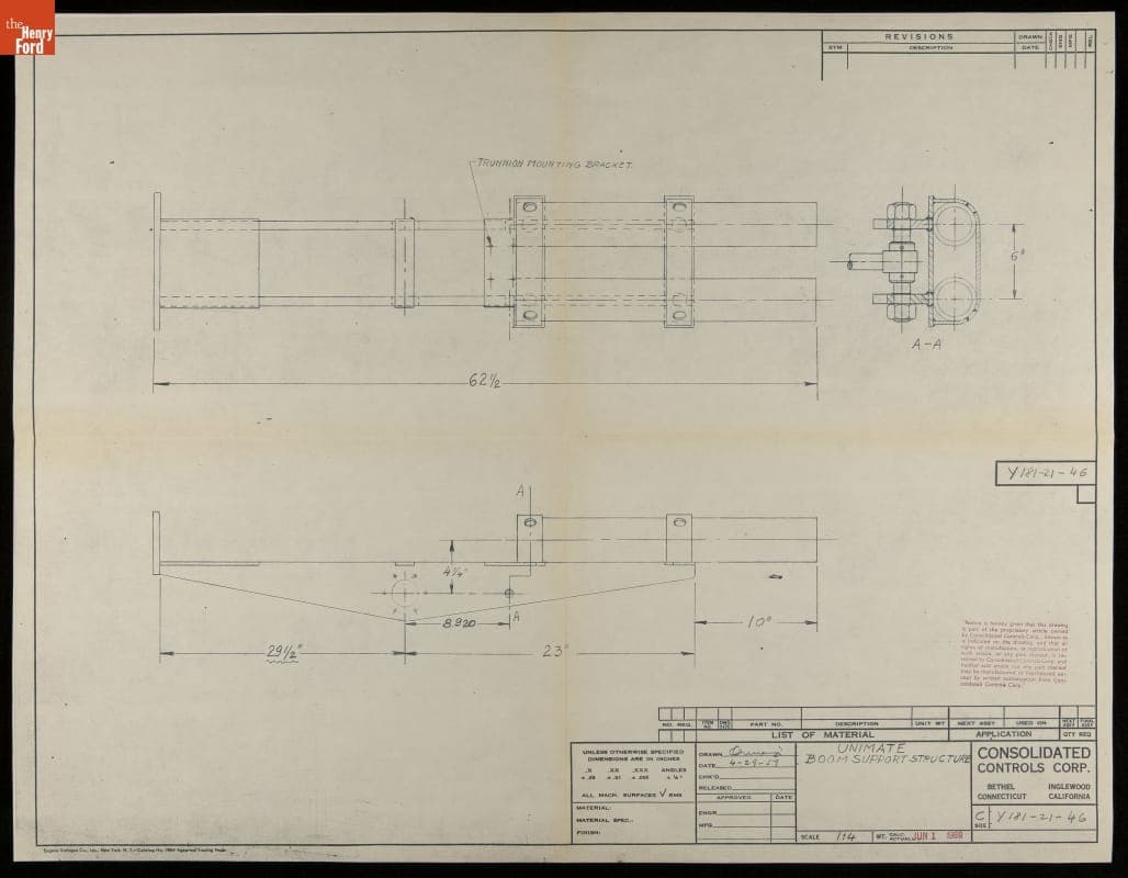 Unimate Boom Support Structure, Reference Number Y181-21-46, 1959